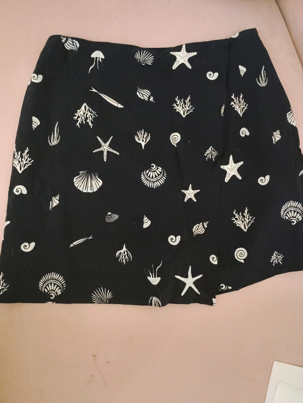 Navy Mini Skort with White Seashell & Starfish Print - Linen Look Coastal